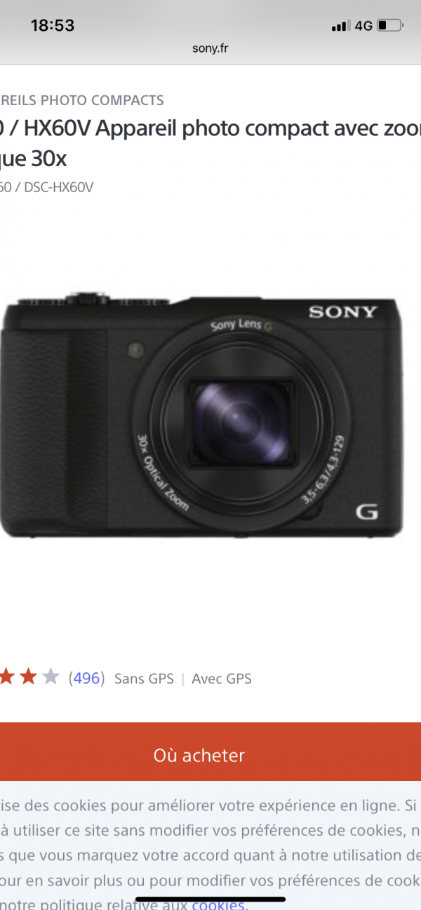 Appareil photo numérique Sony noir