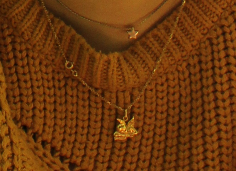 Perdu Collier Or/Doré avec Médaillon Ange