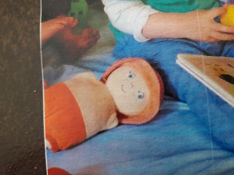 Doudou poupée beige orange et rose