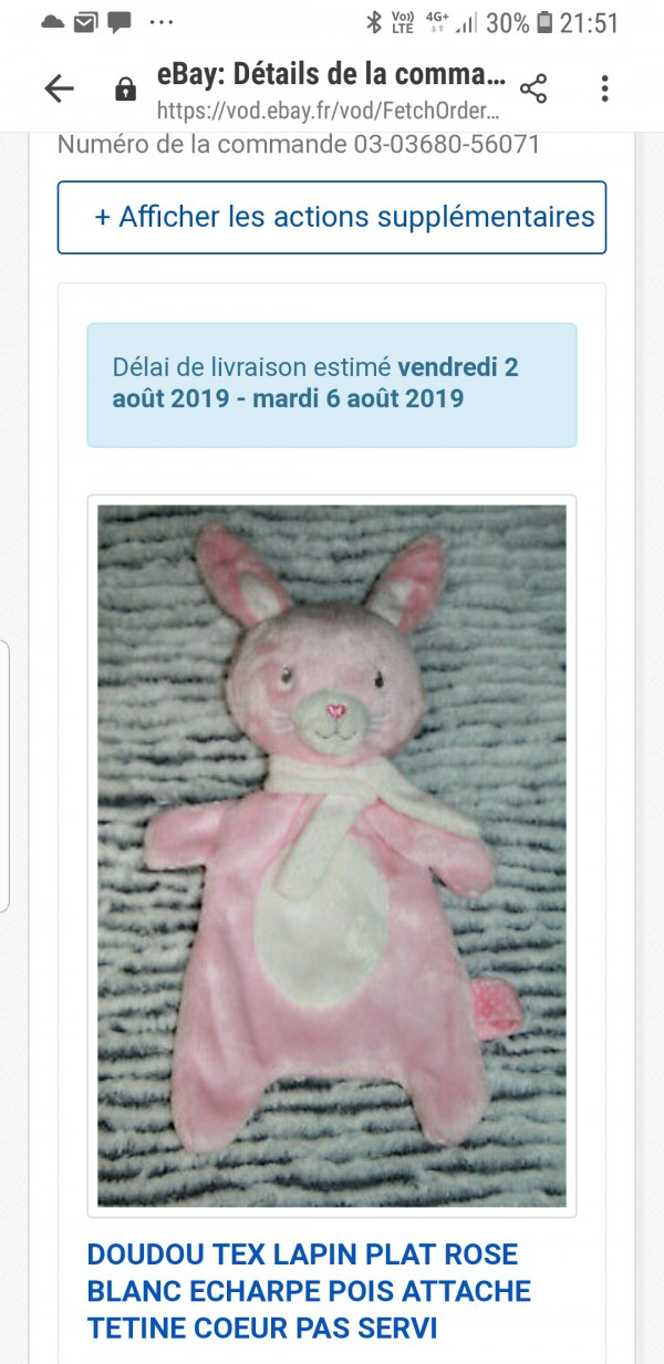 Doudou de ma fille perdu
