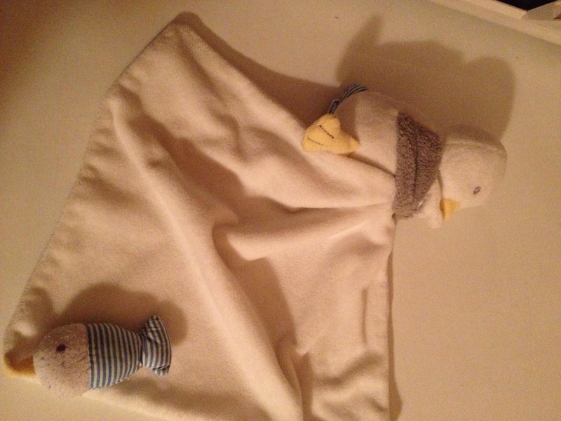 Trouvé doudou poussin blanc Fort bloqué Ploemeur 56