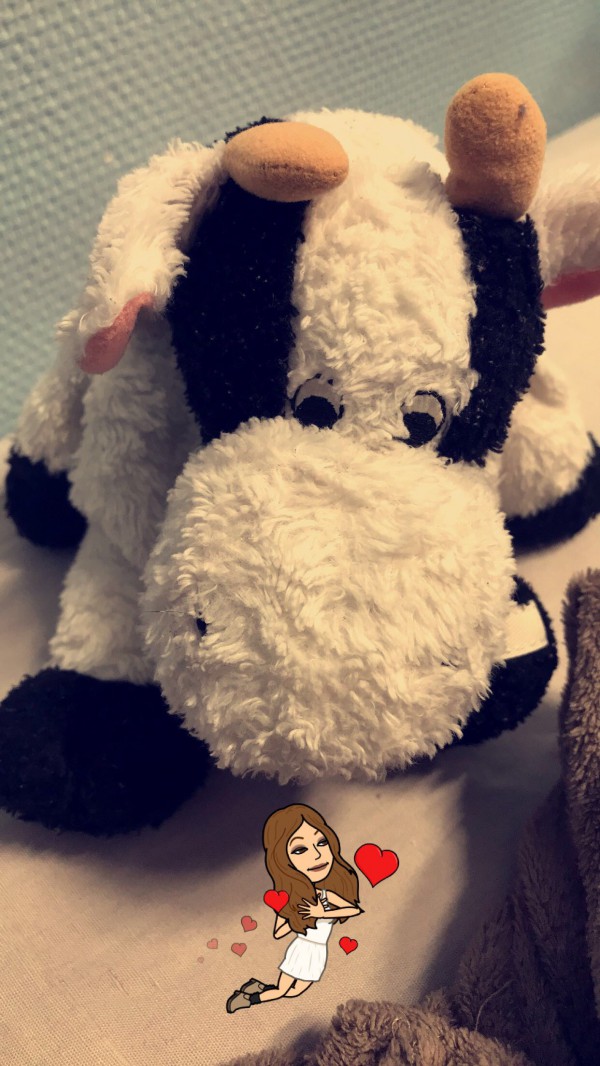 Doudou vache noire et blanche
