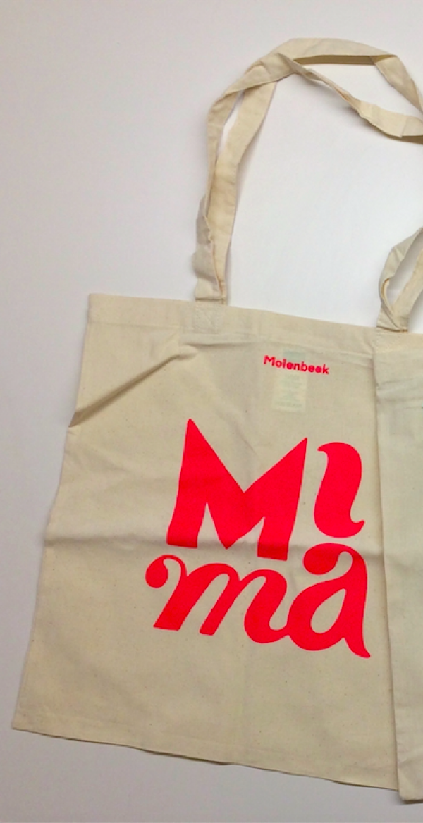 Sac tote bag beige Mima orange fluo Molenbeek