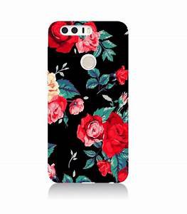 Perdu Téléphone Huawei noir, coque fleurie