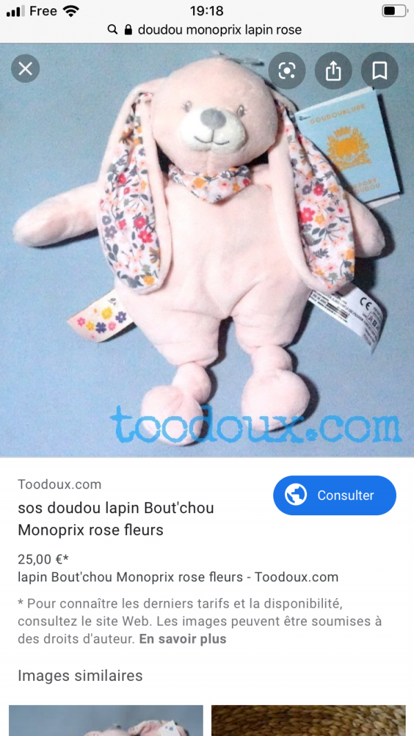 Doudou lapin Monoprix