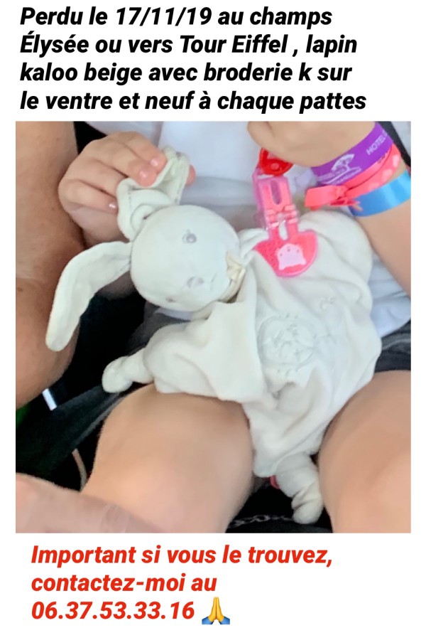 Doudou lapin plat beige kaloo
