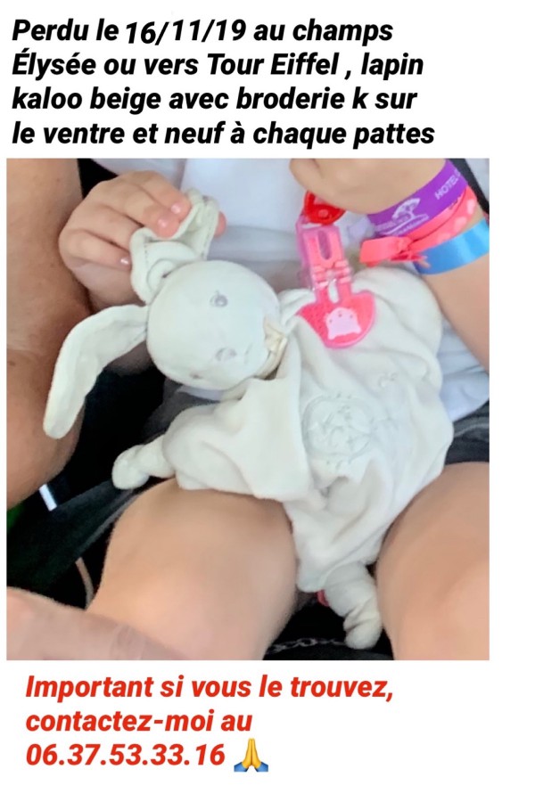 Doudou de naissance lapin plat