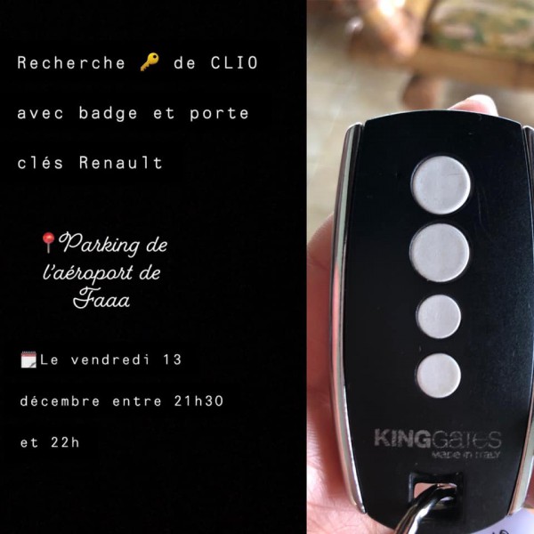 Clés de Renault Clio + Badge + Porte-clés Renault