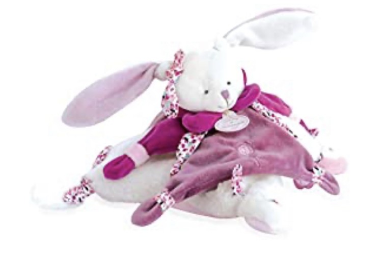 Doudou Cerise lapin rose et blanc