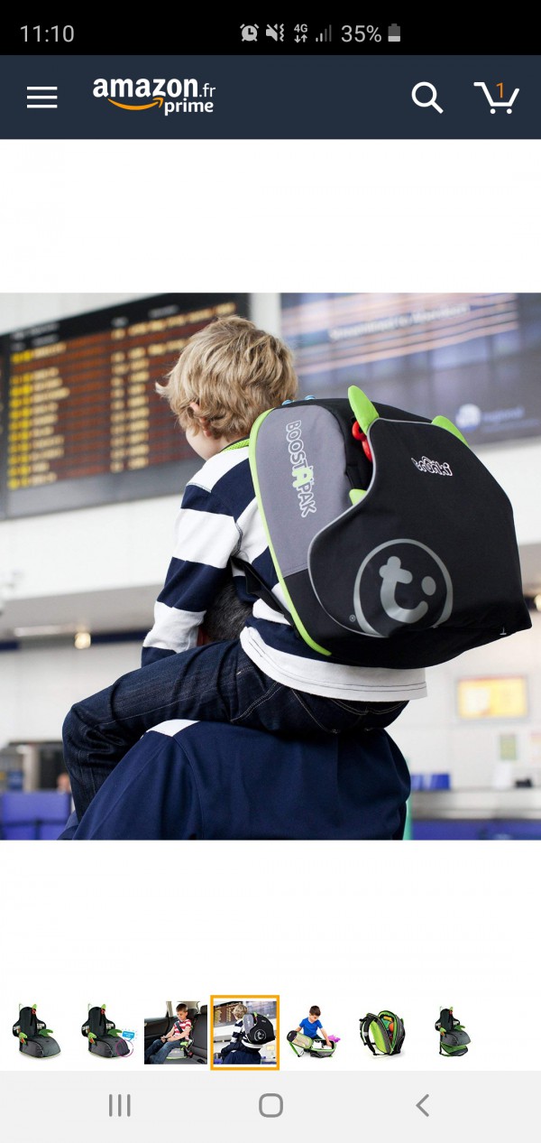 Un sac rehausseur Trunki vert et gris