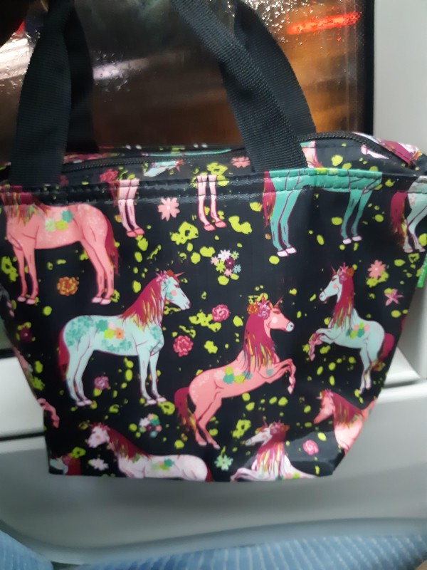 Petite glacière portable style trousse de toilette avec des chevaux colorés