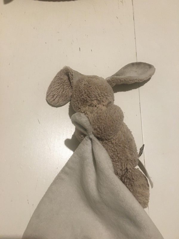 Doudou/peluche lapin beige cyrillus trouvé à Paris 19ème (rue Riquet)