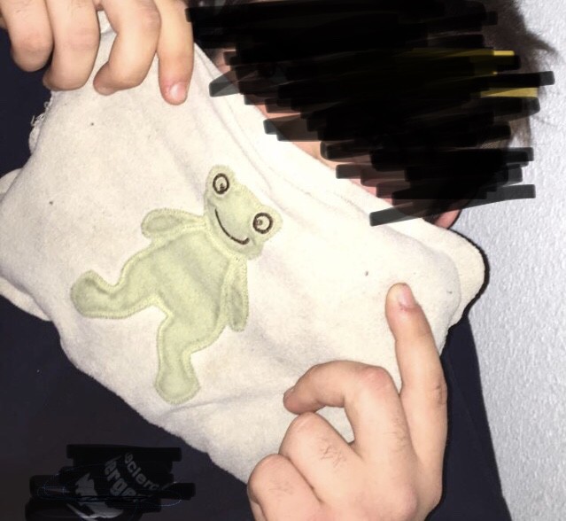 Doudou coussin grenouille blanc et vert