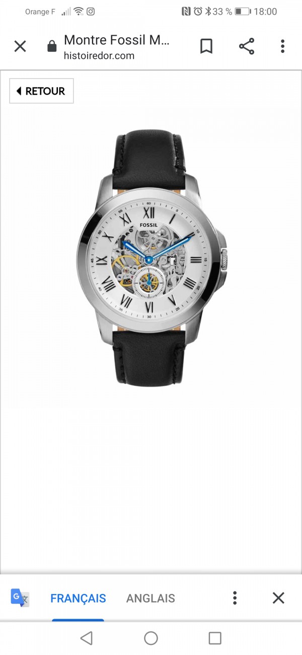 Perdu montre automatique bracelet cuir