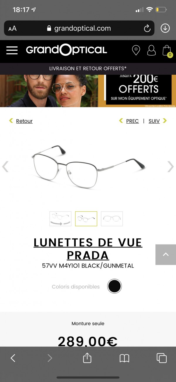 Lunettes Prada perdues