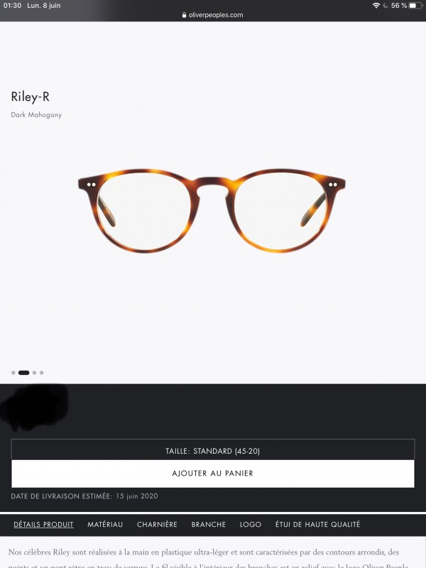 Perdues Lunettes de vue ronde Oliver Peoples à Veules les roses