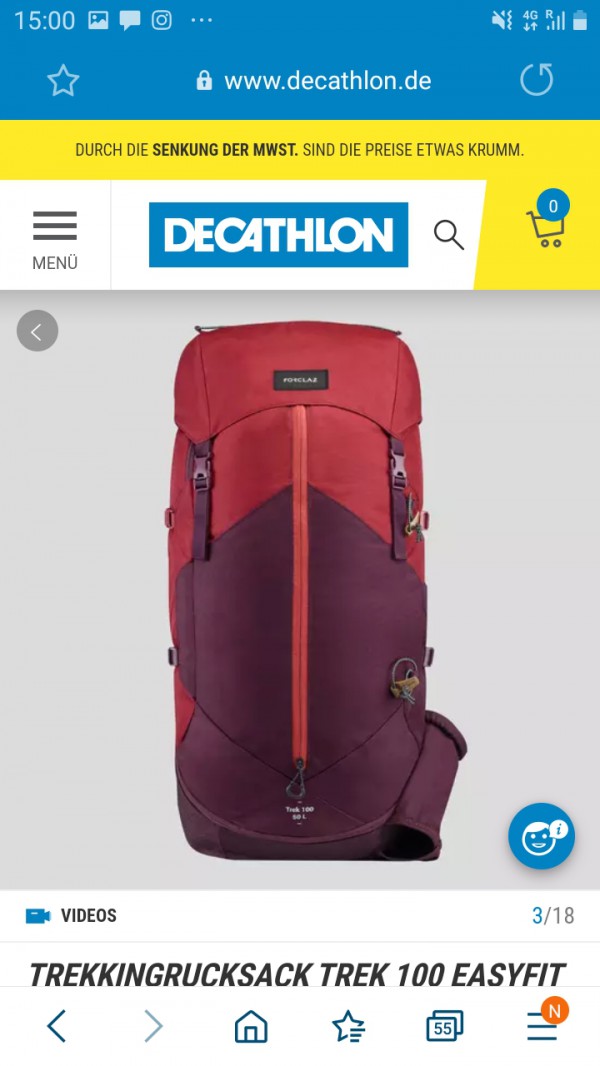 Perdu Grand sac à dos de voyage rouge