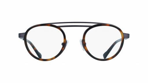 Paire de lunettes marron (style écaille) et étui à lunettes en cuir marron