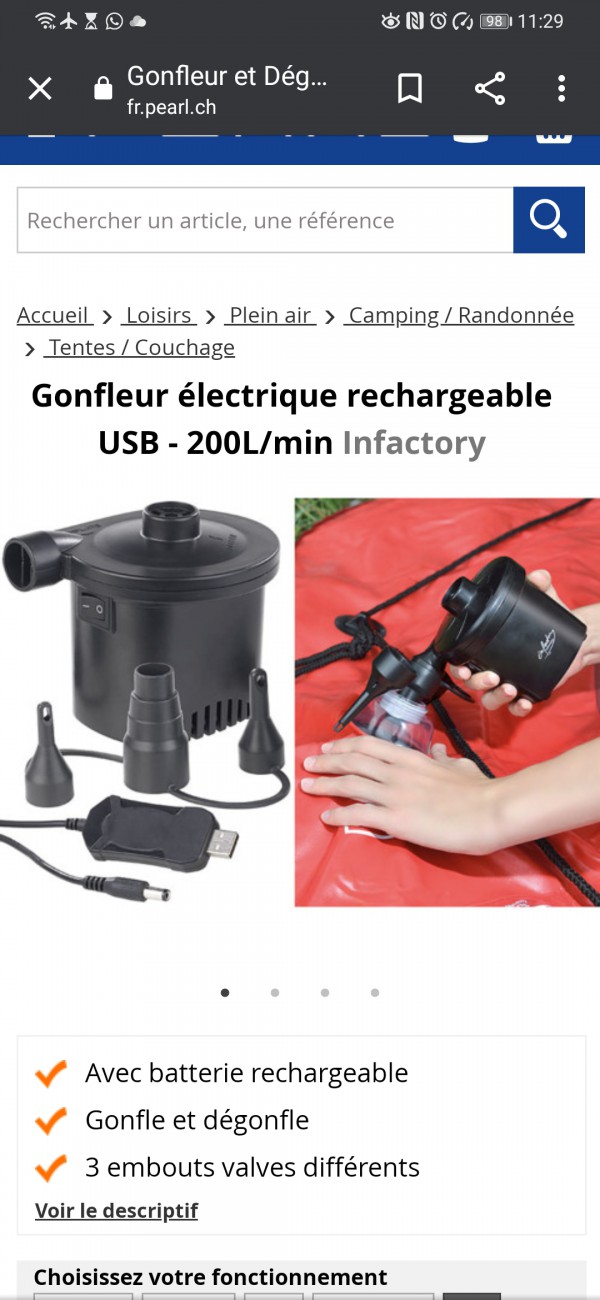 Perdu pompe électrique Decathlon sur la plage