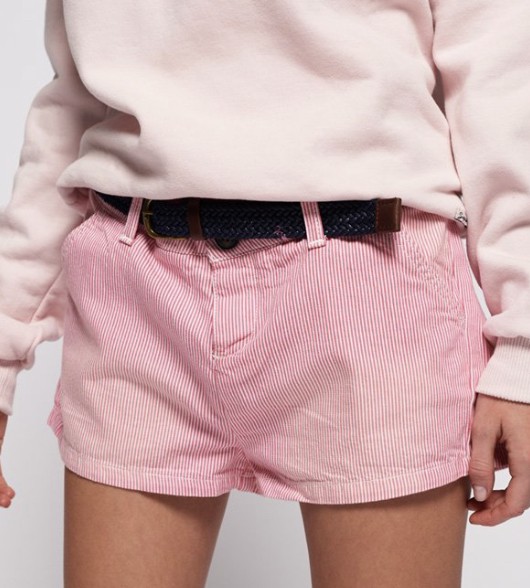 Short blanc à rayures rouges Superdry Valras Plage
