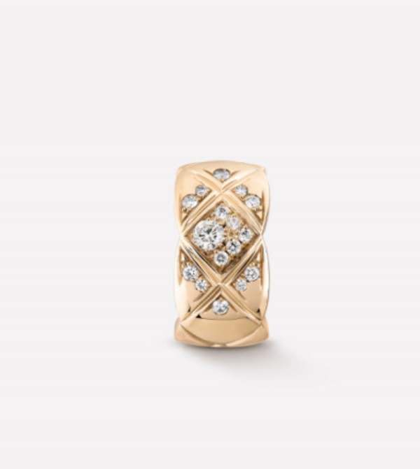 Boucle d’oreille type créole or jaune avec brillants