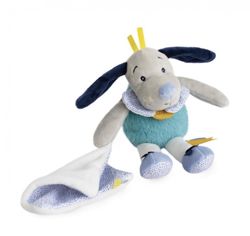 Doudou chien turquoise