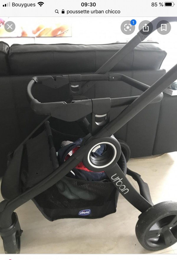 Poussette avec châssis chicco noir ruban