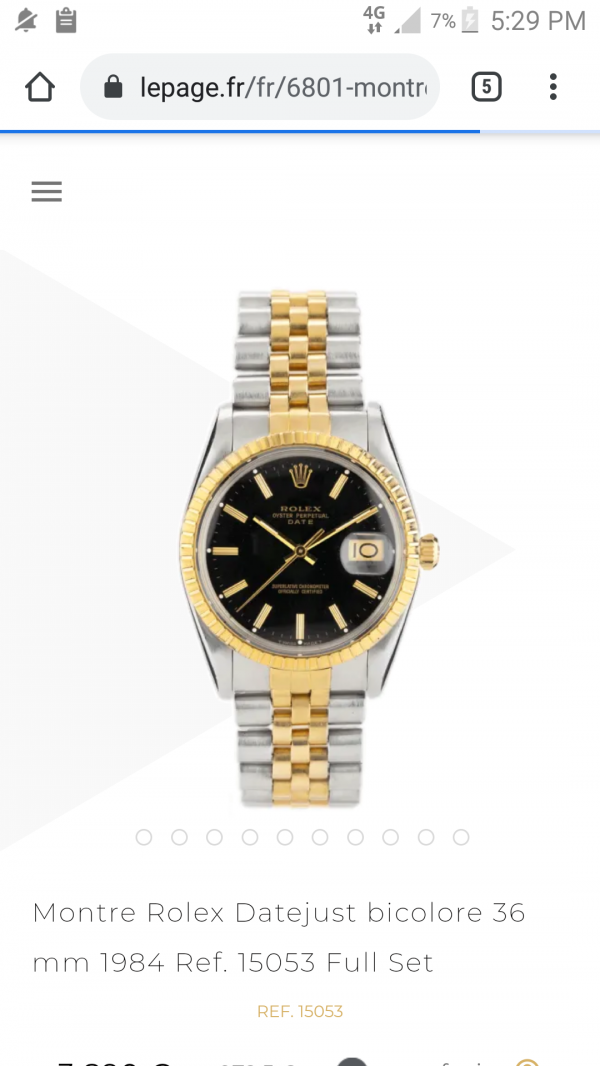 Montre rolex date or jaune et acier fond noir