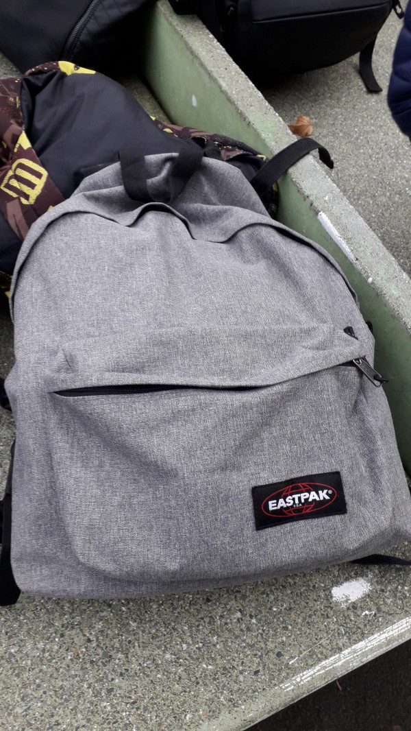 Perdu sac a dos Eastpak gris, bus vitalis 17 ou 3