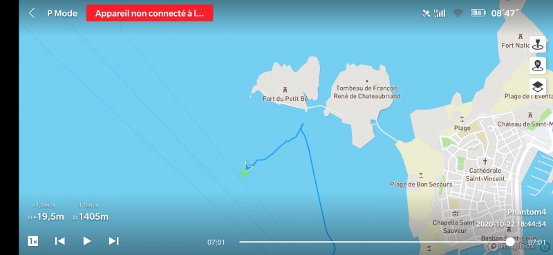 DJI Mavic mini perdu en mer, entre Dinard & Saint Malo