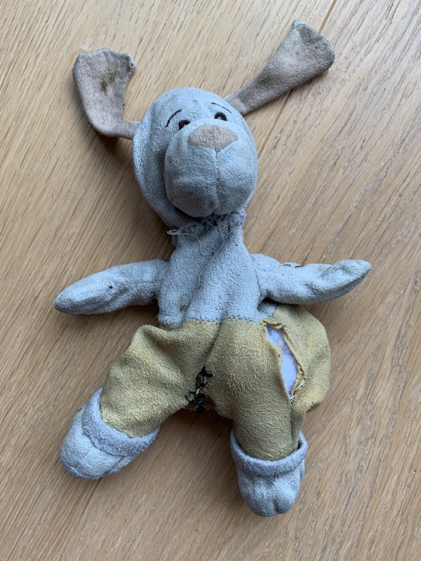 Doudou petit chien en tissu au golf des Fontenelles 85220 l’Aiguillon sur Vie en Vendée