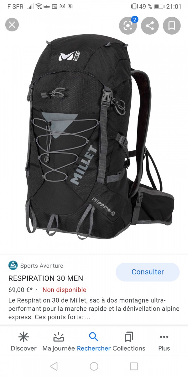 Sac de rando noir millet