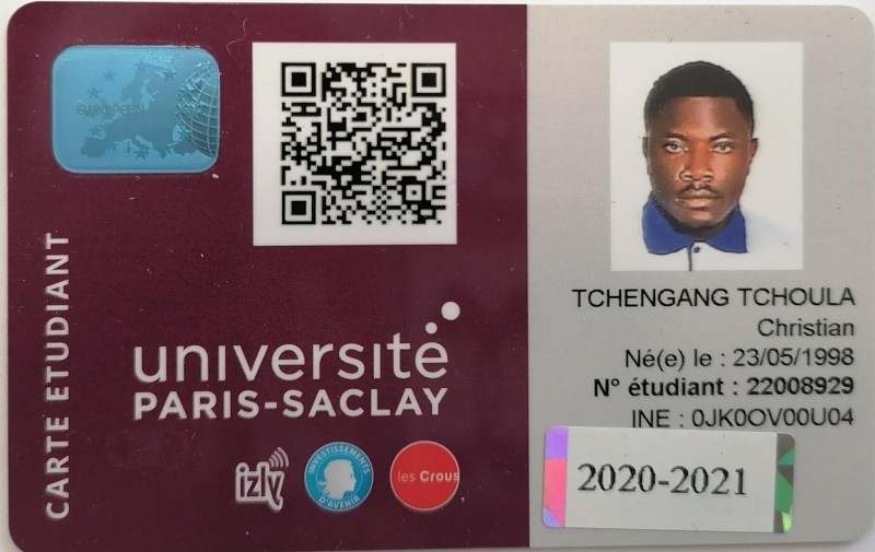 Carte d'étudiant Université de Paris Saclay