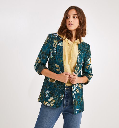 Veste Promod bleu vert motif entre rue Paul Souday et Quai Lamblardie le Havre