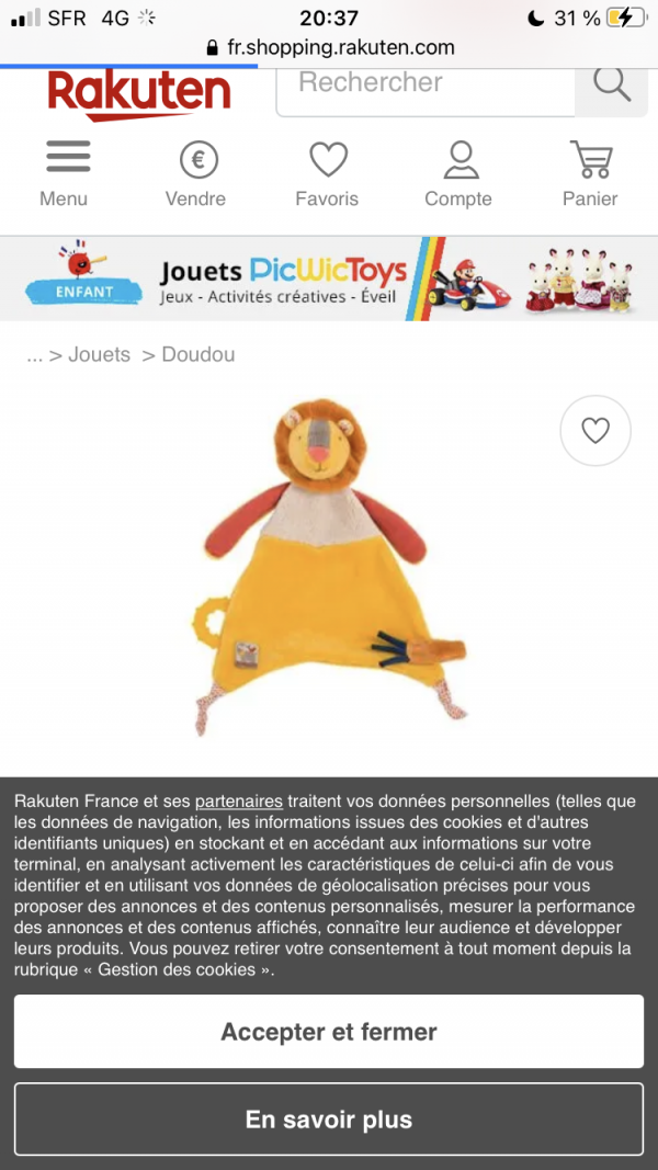 Doudou lion Charles