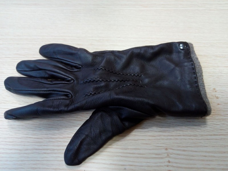 Gant gauche marron en cuir, marque Isotoner
