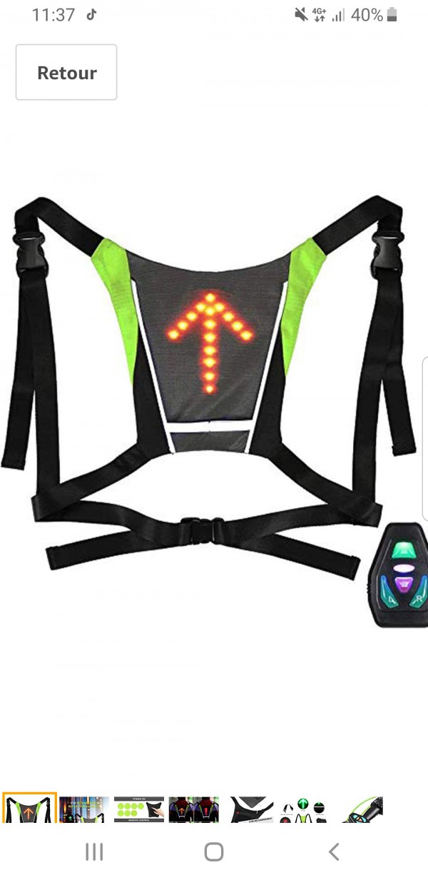 Gilet de cyclisme à led rechargeable