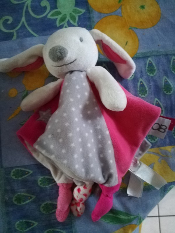 Doudou souris rose et gris