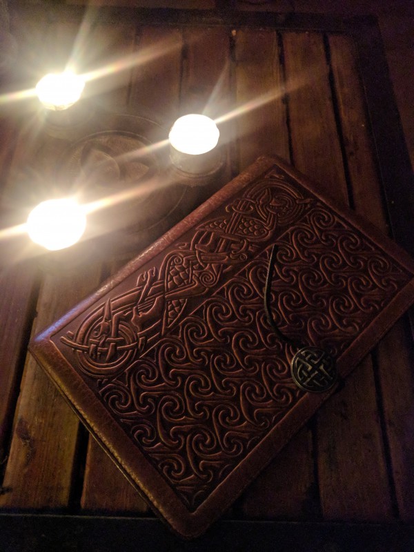 Perdu journal manuscrit relié en cuir