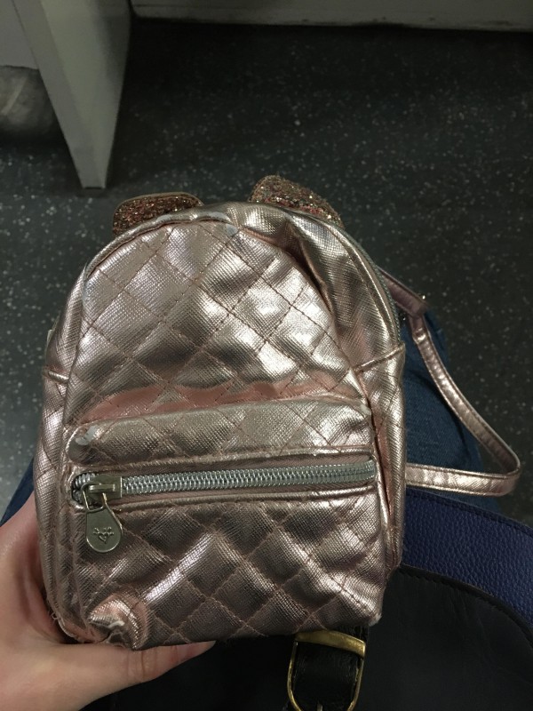 Petit sac à dos rose brillant chat Paris ligne 13 direct Asnières