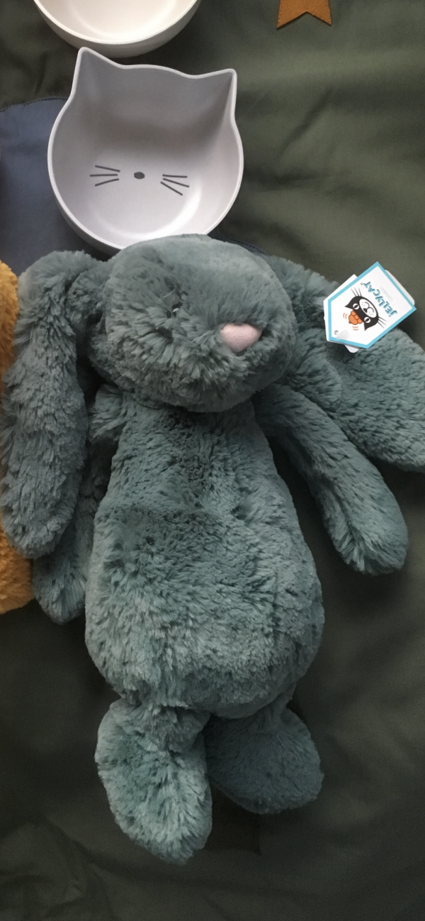 Doudou JellyCat Lapin Vert 31cm, bord de mer Villafranche sur mer