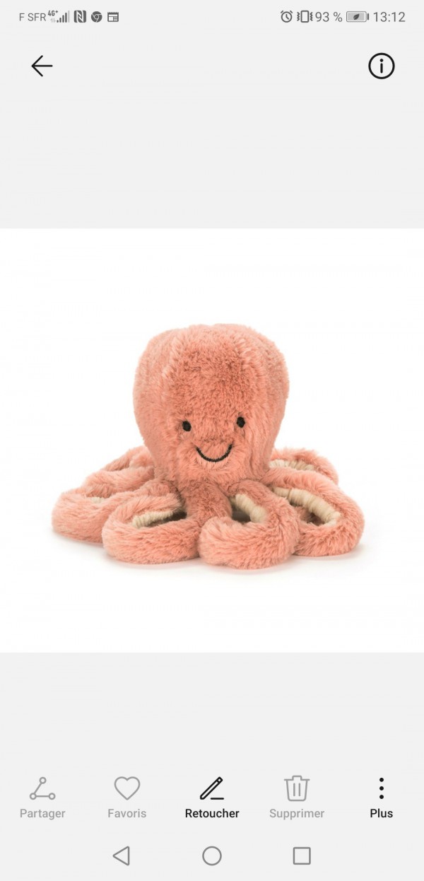 Perdu doudou pieuvre rose