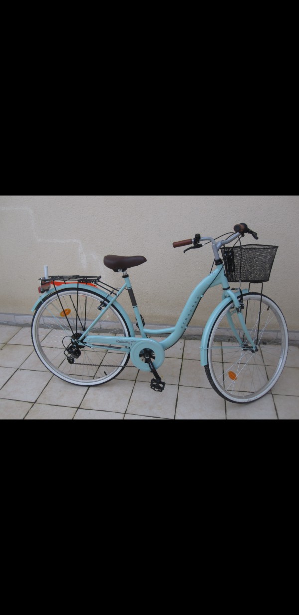 Vélo bleu avec panier