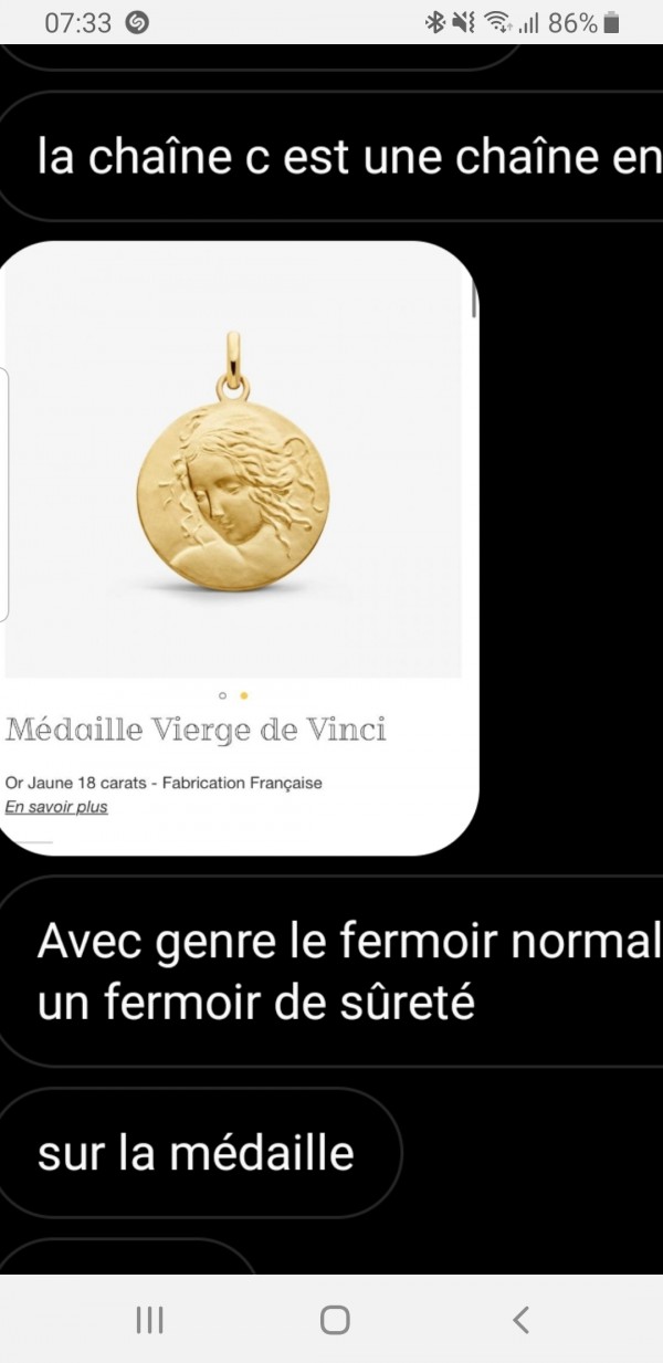Collier perdu place de l homme de fer à côté de la billeterie, 2 colliers avec 2 médaillons, vierge et signe astrologique, grave à l arriere le prenom [nom masqué] avec date .