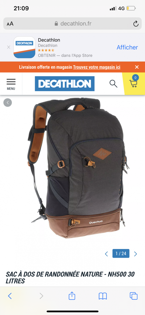 Oubli dans train Sac quechua gris/ marron en bas
