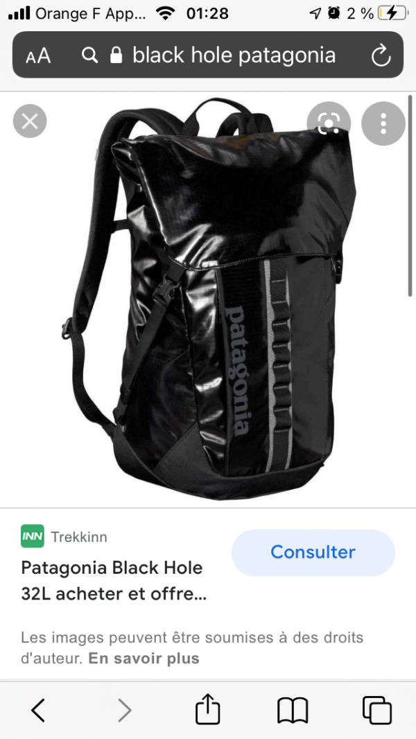Sac patagonia noir volé au jardin de ville de Grenoble avec papier d’identité, clés,.,