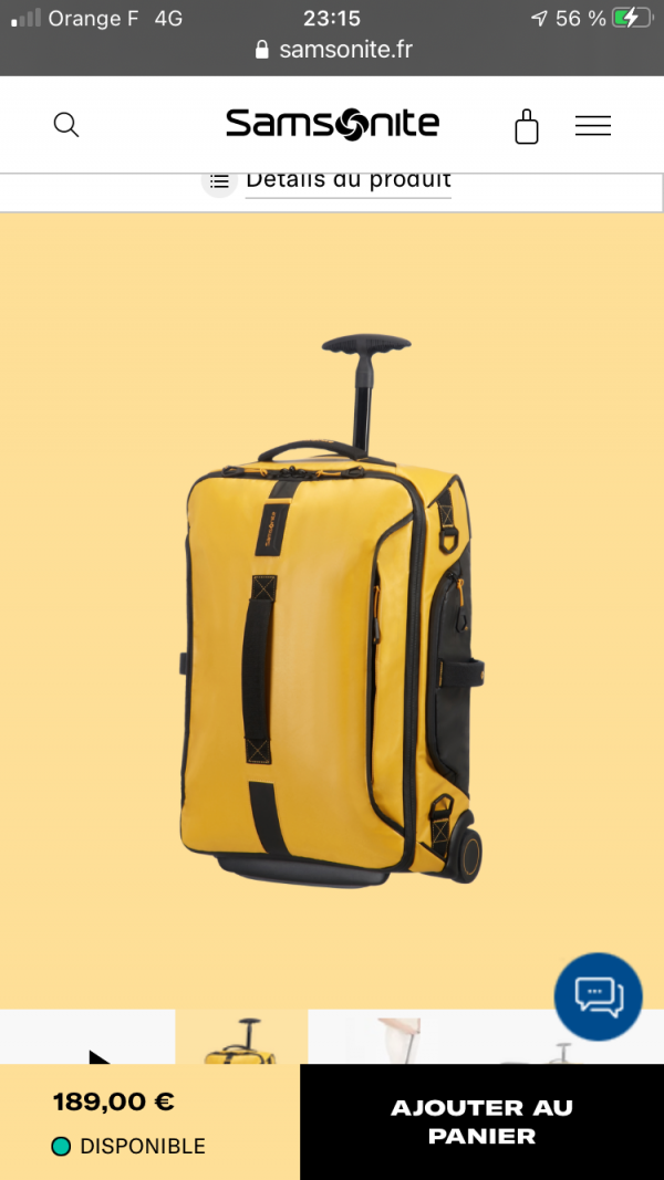 Valise Samsonite jaune