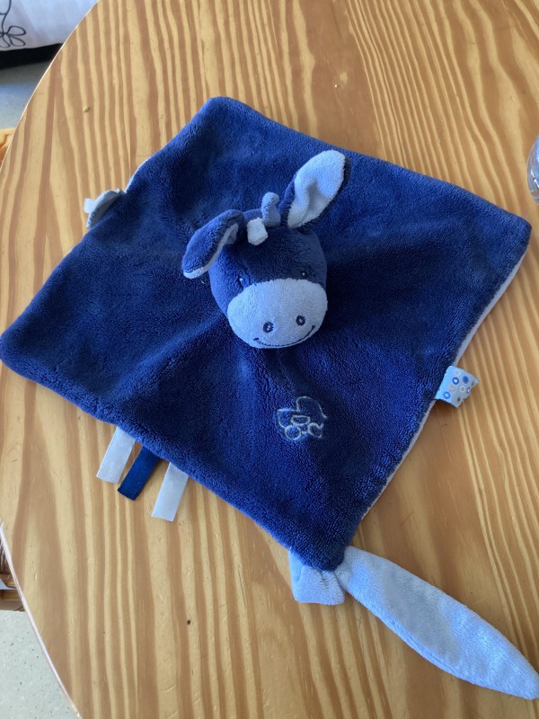 Perdu doudou âne bleu