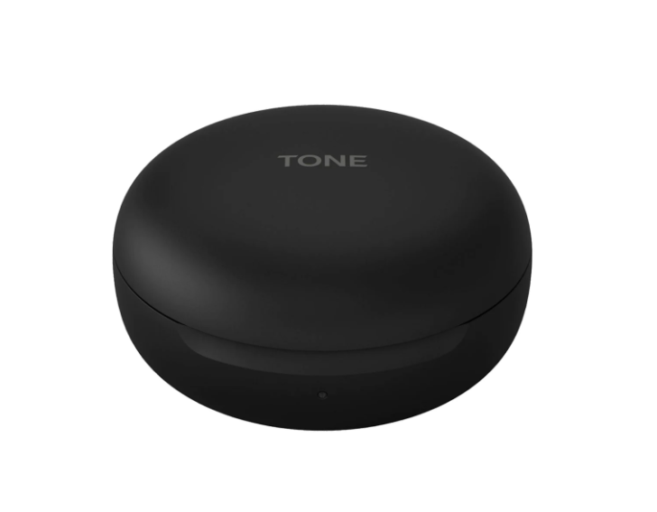 Boîtier rond et noir écouteurs sans fils - LG Tone Free FN6