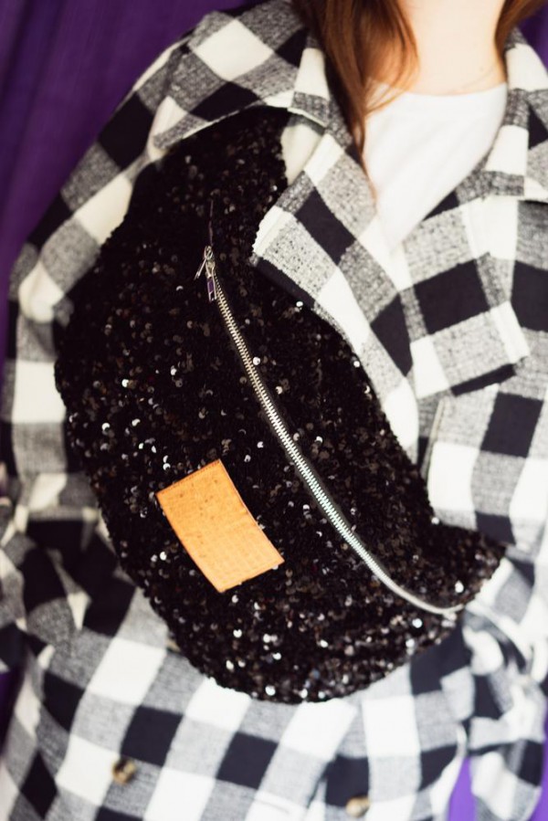 Sac banane sequins noirs île de Nantes